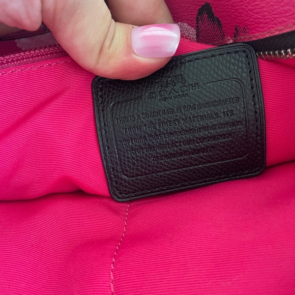 Coach Leather Fuschia Pink City Tote w/ Vibrant Floral Shoulder Bag - Picture 5 of 15